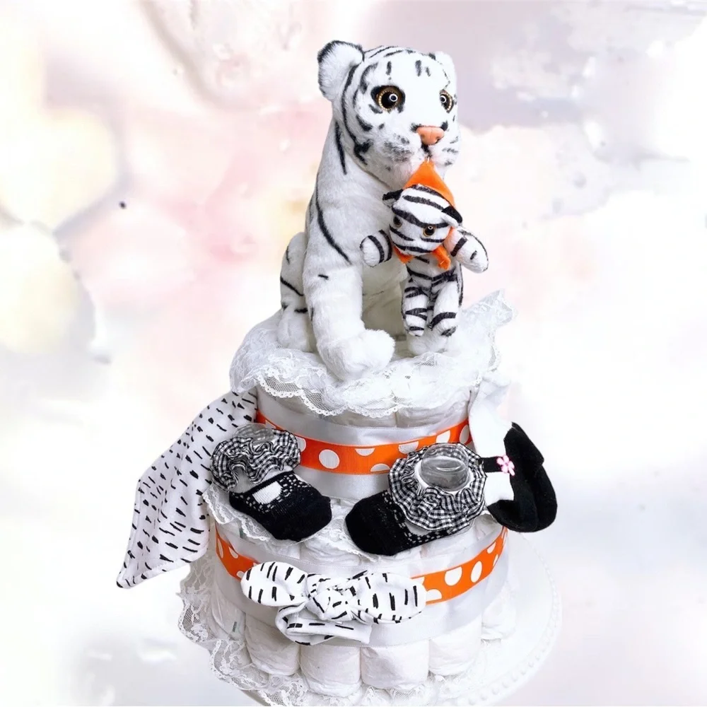 Girl Tiger Diaper Cake, Safari Themed
